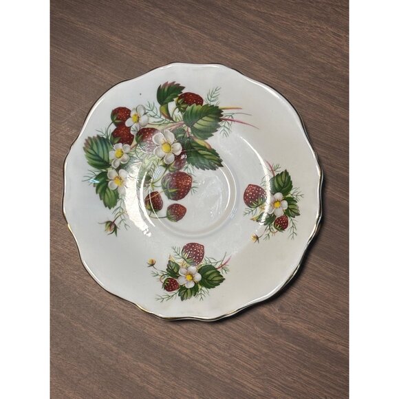 Hammersley Bone China Strawberry Rip Pattern Teacup & Saucer Set Made In England - Picture 7 of 11